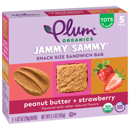 Toddler Jammy Sammy Peanut Butter and Straw Snack Bar 5/1.05oz